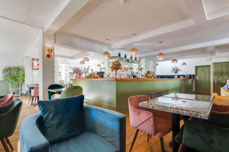 Restaurant bar area with stylish seating