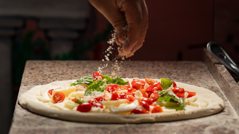 Delicious pasta dish with herbs and sauce